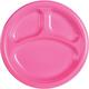 Bright Pink Plastic Divided Dinner Plates 20ct
